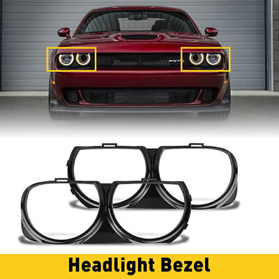#ad For 2015 2021 Dodge Challenger LH amp; Headlight Front RH Bezel Lamp Trim Cover Set $19.99