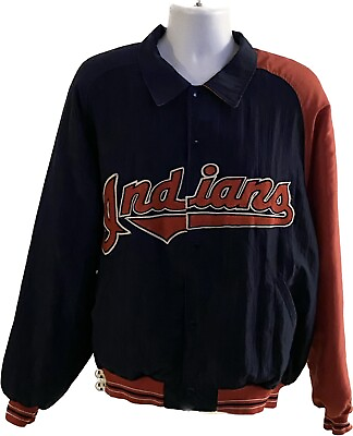 #ad Start Diamond Collection Snap Jacket Varsity Size XL Vintage Cleveland Indians $35.00