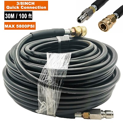 #ad 100ft Replacement Extension Hose w 3 8 In QC Connection 5800PSI Pressure Washer $42.99