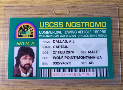 #ad Aliens ID Badge USCSS Nostromo Captain A.J. Dallas Cosplay $7.99