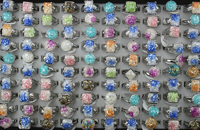 #ad Wholesale Lots 40pcs Mixed Fashion Jewelry Charm Resin Women Lady#x27;s Rings Free P $19.69
