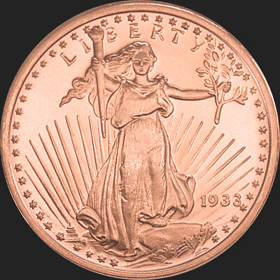 #ad 1 oz Saint Gaudens Copper Round $2.69