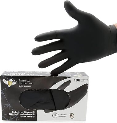 #ad Samp;G Black Nitrile Gloves Latex Powder Free 3 Mil 2x100pcs 1000pcs XS S M L XL $44.99
