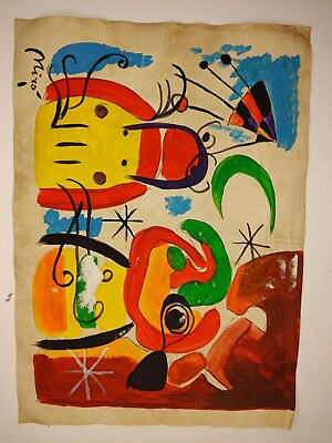 #ad Joan Miro Painting Drawing Vintage Sketch Paper Signed Stamped $99.98