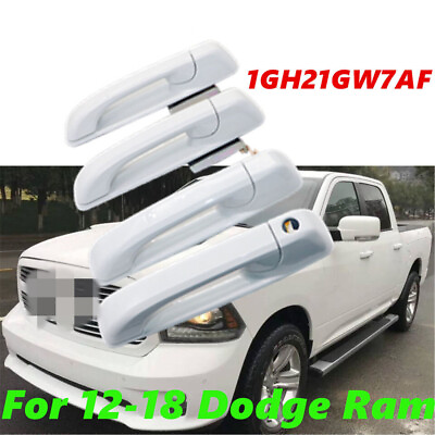 #ad 4x Car Bright White For 2019 2021 Dodge Ram 150025003500 Painted Door Handles $50.72