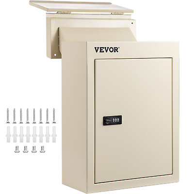 #ad VEVOR Through the Wall Mailbox Letter Drop Box Adjustable Chute Rainproof Beige $53.99