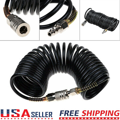 #ad #ad Top 25FT Air Hose Fittings Recoil Pneumatic Air Compressor 200PSI Coupler 1 4quot; $13.00