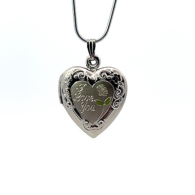 #ad Sterling Silver I Love You Heart Locket Charm Pendant $21.75