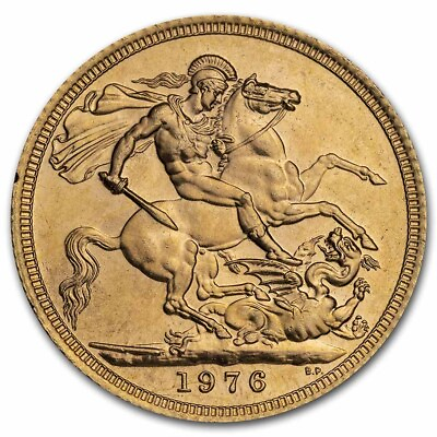 #ad 1976 Great Britain Gold Sovereign Elizabeth II BU $611.63