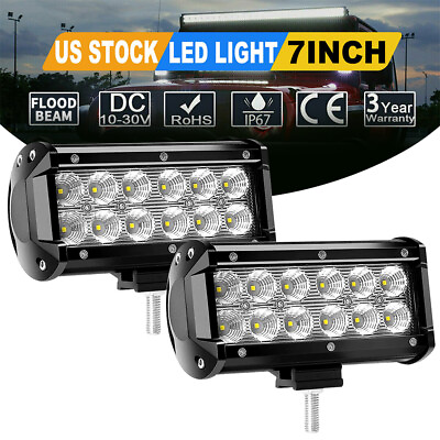 #ad 2X 3200LM 7quot; Inch LED Work Light Bar Spot Flood Pods fit for Jeep ATV UTE SUV $36.36