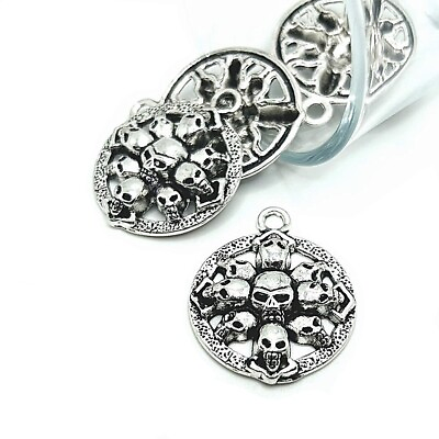#ad 4 20 or 50 pcs Silver Skull Pendant Charms US Seller AS1105 $7.95