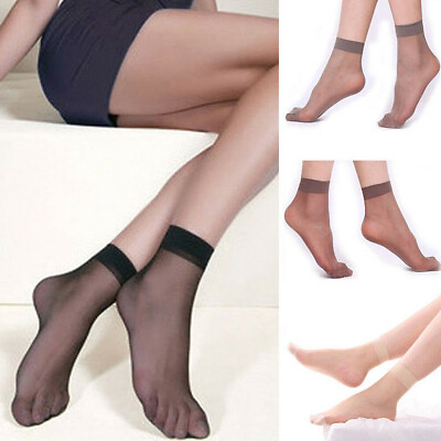 #ad 10 20 Pairs Women Nylon Elastic Short Ankle Sheer Stockings Silk Short Socks USA $6.79