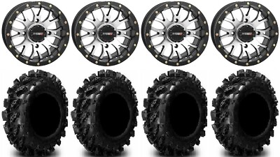 #ad System 3 ST 3 Machined 14quot; Wheels 29.5quot; Swamp Lite Tires Yamaha Grizzly Rhino $1299.80