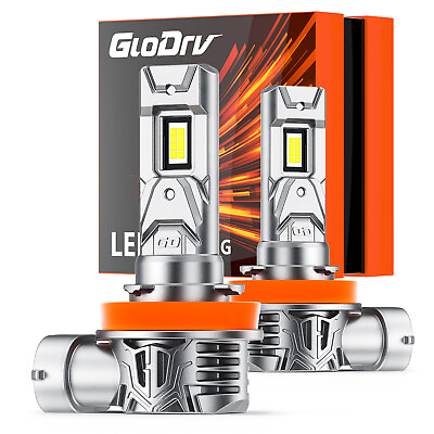 #ad GloDrv H11 H9 LED Headlight Bulbs High Beam Conversion Kit Fanless 6000K White $27.99
