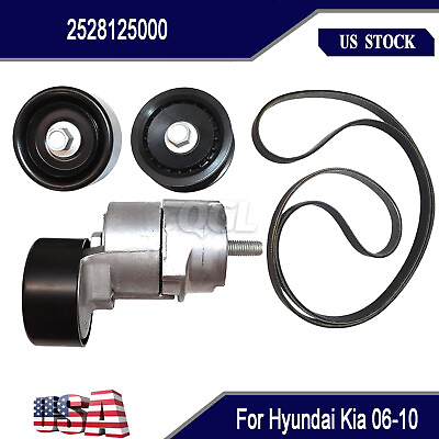 #ad Engine Belt Tensioner amp; Idler Pulley V Ribbed Belt kit For Hyundai Kia 2.0 2.4L $58.00
