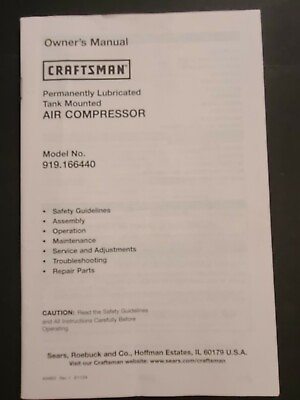 #ad #ad Craftsman Air Compressor Owners Manual 919.166440 $12.99