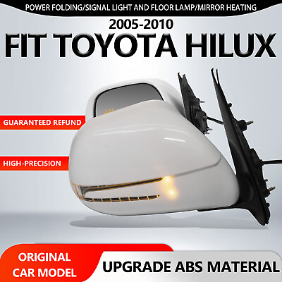 #ad Fit 2005 2010 Toyota Hilux Side Mirrors Folding Arrow Signal Chrome White 9 Pins $159.99