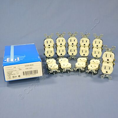 #ad 10 Leviton Almond RESIDENTIAL Duplex Receptacle Outlets 5 15R 15A 125V 5320 ROA $20.89