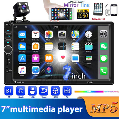 #ad 7 Double 2DIN Car Radio Stereo Touch Screen Mirror Link BT USB TF MP5 Camera $29.99