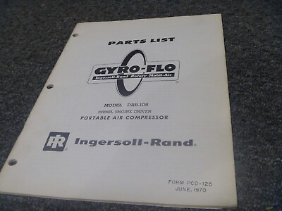 #ad Ingersoll Rand DRB 105 Gyro Flo Portable Air Compressor Parts Catalog Manual $97.61