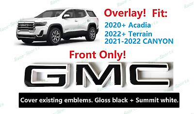 #ad OVERLAY Front White Black GMC Emblem 2020 Acadia 2022 Terrain 2021 2022 Canyon $41.80