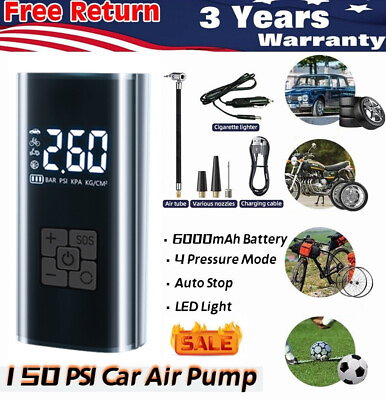 #ad Air Moto Tire Inflator Car Air Pump Compressor Electric Portable Pump Auto Stop $25.99