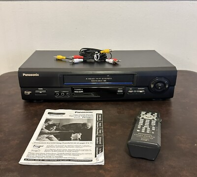 #ad Panasonic VCR Player PV V4611 VHS Video Cassette Recorder Remote Manual Cables $64.99