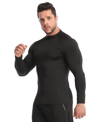 #ad Men#x27;s Sports Running Compression Stretch Fitness Dry Long Sleeve Tight T Shirts $23.94