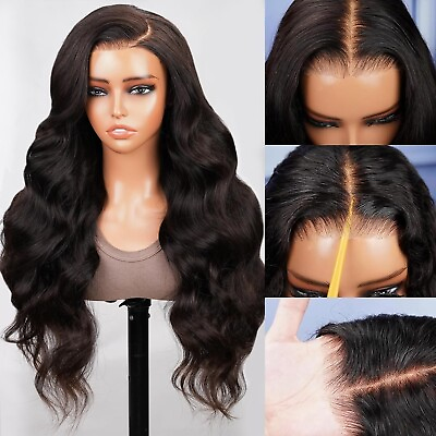 #ad Heat Resistang Lace Front Wigs Long Black Loose Wavy Synthetic Wig Human Hair $32.90