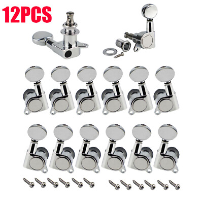 #ad USA 12pcs Left Right Handed Guitar Tuning Pegs Machine Head Tuners Chrome Button $19.49
