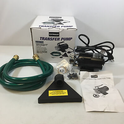 #ad Extraup Black Green 115V 6 Inch Suction Hose Power Cord Transfer Pump Used $49.99