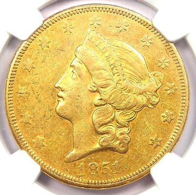 #ad 1851 O Liberty Gold Double Eagle $20 Coin Certified NGC AU55 $10500 Value $7823.25