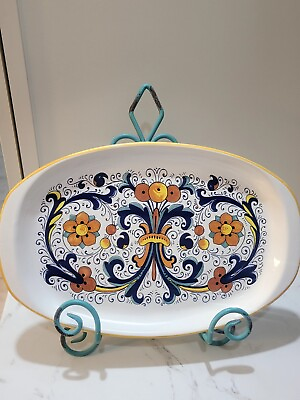 #ad Vintage Nova Deruta Italian Art Pottery Serving Platter Hand Painted Excellent $28.99