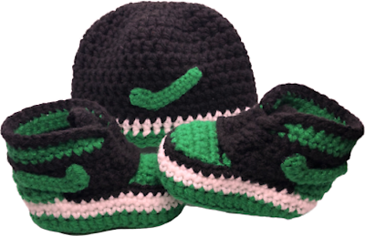 #ad Crochet Baby Sneakers J Basketball Air Handmade Boys Girls Newborn Knit green $42.99