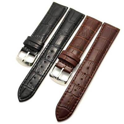 #ad 18 20 22 24 26mm Watchband Genuine Black Brown Leather Strap for Men Women C $5.59