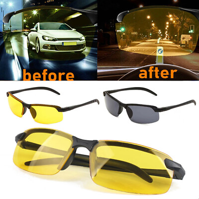 #ad Polarized Night Vision Driving Glass Men Glare Block Night Time Safety Glasses C $2.97