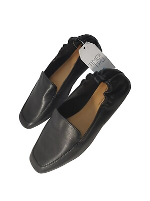 #ad TIME AND TRU Black Flat Shoes Size 11 Memory Foam Soft Square Toe Ballet $12.90