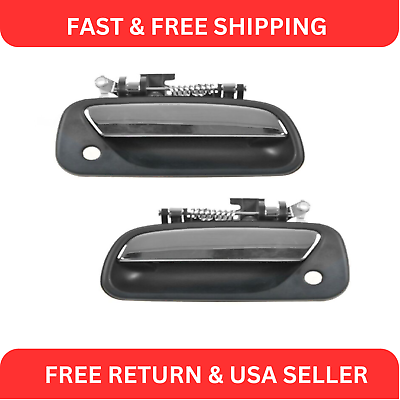 #ad Door Handles Exterior Outside Front Chrome amp; Black Pair Set for Toyota T100 $45.78