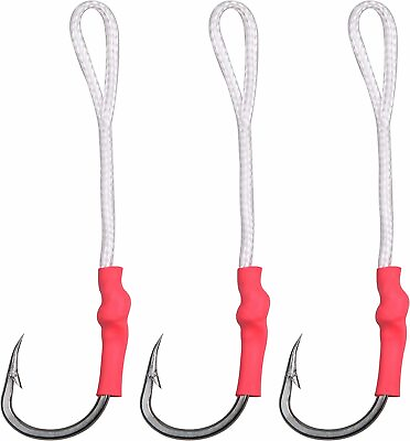#ad 30 50PCS Stainless Steel Assist Hooks Jigging Fishing Hook with PE Line 1 0 10 0 $27.99
