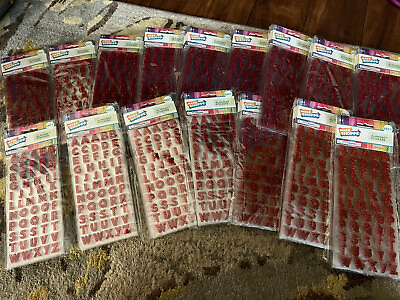 #ad Lot Of 96 Packs Of Red Alphabet Sparkly Craft Making Stickers Embellishments NEW $39.98