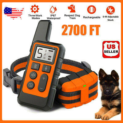 #ad 2700 FT Remote Dog Shock Training Collar Rechargeable Waterproof LCD Pet Trainer $18.99