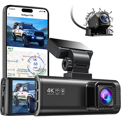 #ad REDTIGER 4K Dual Dash Camera Front and Rear Dash Cam Built in WiFiamp;GPS for Cars $74.41