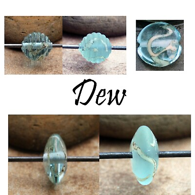 #ad #ad Dew Aqua Blue Handmade Glass Lampwork Coin Beads elasia SRA MTO $17.50