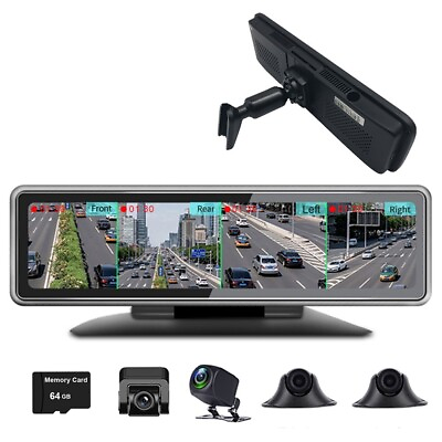 #ad 12 Inch Touch Screen 4 Cameras Dash Cam 360 Degree Panoramic Monitoring Recorder $186.15
