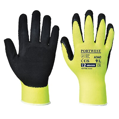 #ad Portwest A340 Hi Vis Grip Glove Latex Foam Cut Safety Protection PPE Work $6.98