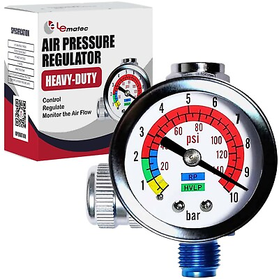 LE Lematec AR 01 Air Compressor Regulator ¼ NPT. Air Pressure Regulator 0 150... $25.76