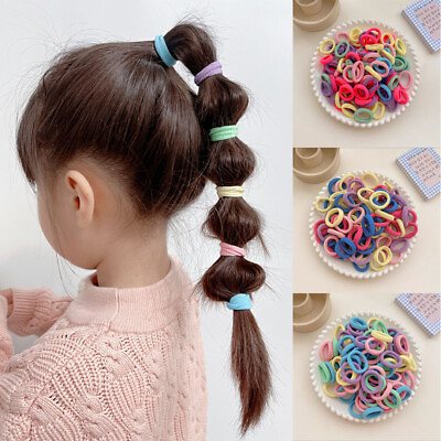 #ad 100 PCS Elastic Hair Ties Band Rope Ponytail Scrunchies Hair Holder for Girls C $3.19