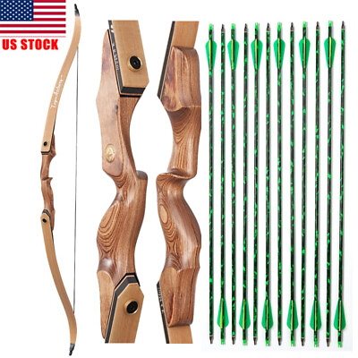 #ad 60quot; Archery Recurve Bow 30 50lbs Limbs Wooden Takedown Bow for Archery Target $99.99