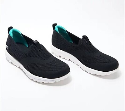 #ad New Skechers Go Walk Classic Jasmine Bliss Slip On Sneakers Shoes Sz 8.5 Black $39.02