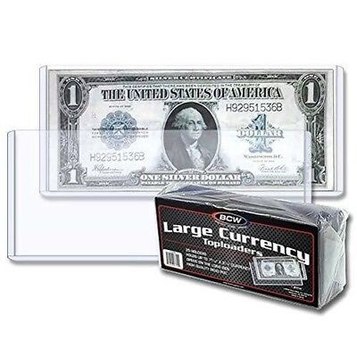 #ad 25 BCW Large Currency Toploaders Rigid Holder Storage US Note Bill $15.99